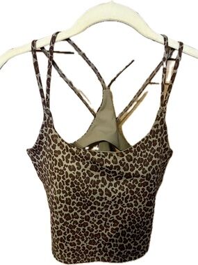 Fabletics Brown Leopard Scoop Neck Cami Tank